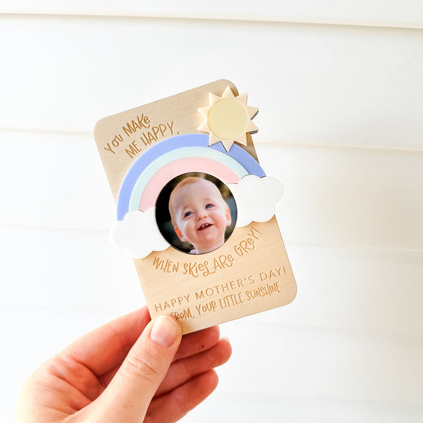 You Make Me Happy When Skies Are Grey Rainbow Personalised  Photo Frame