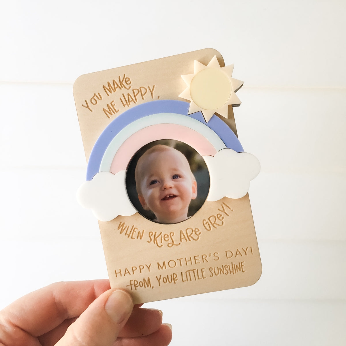 You Make Me Happy When Skies Are Grey Rainbow Personalised Photo Frame