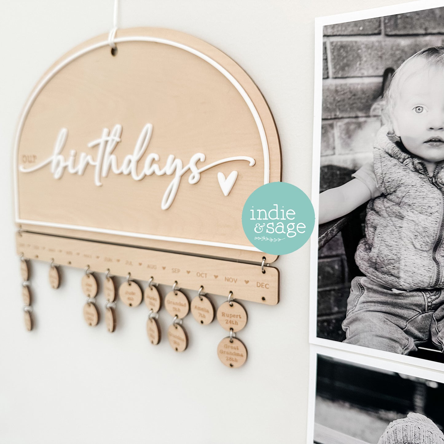 Personalised Family Birthday Calendar Plaque | Wooden Birthday Reminder Sign | Custom Family Keepsake | Gift for Mum or Grandma