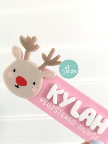 Work Name Badge Christmas Designs - Reindeer Work Name Badge - Christmas Work Name Badge - Christmas Staff Badge