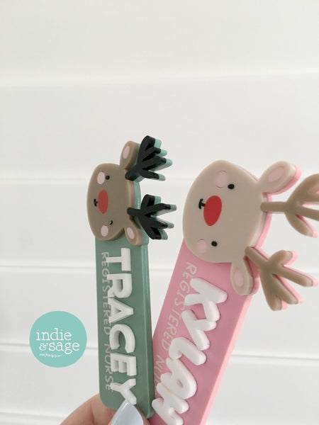 Work Name Badge Christmas Designs - Reindeer Work Name Badge - Christmas Work Name Badge - Christmas Staff Badge