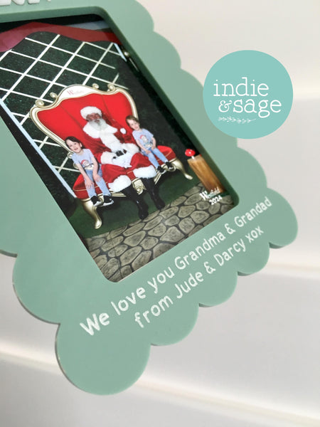 Christmas Tree Photo Frame for Santa Photos with Engraved Message Option - Christmas Tree Photo Decoration - First Christmas Ornament