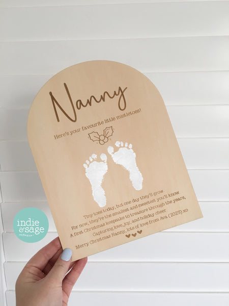 Christmas Newborn Footprint Plaque, Christmas Keepsake for First Christmas, From Your Favourite Mistletoes