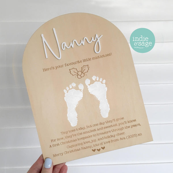 Christmas Newborn Footprint Plaque, Christmas Keepsake for First Christmas, From Your Favourite Mistletoes