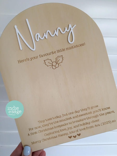 Christmas Newborn Footprint Plaque, Christmas Keepsake for First Christmas, From Your Favourite Mistletoes
