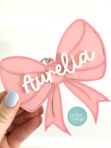 Pink Christmas Decorations - Personalised Bow Christmas Ornament - First Christmas Ornament