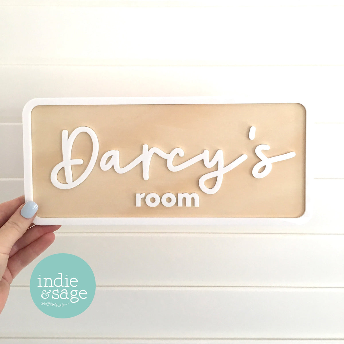 Personalised Timber & Acrylic Name Sign | Custom Bedroom Door Sign