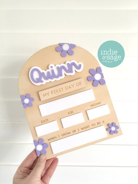 Personalised Back To School Board (Beautiful Floral Puple Design)