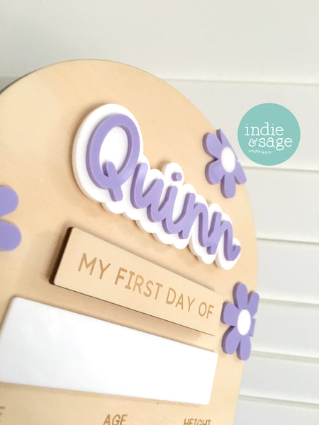 Personalised Back To School Board (Beautiful Floral Puple Design)