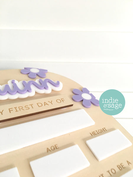 Personalised Back To School Board (Beautiful Floral Puple Design)