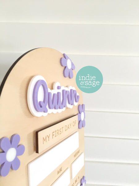 Personalised Back To School Board (Beautiful Floral Puple Design)