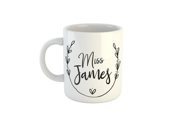 Personalised Teacher Name Mug, Add Your Message To The Back Side (Personalised Teacher Gift Ideas, Teacher Coffee Mug)