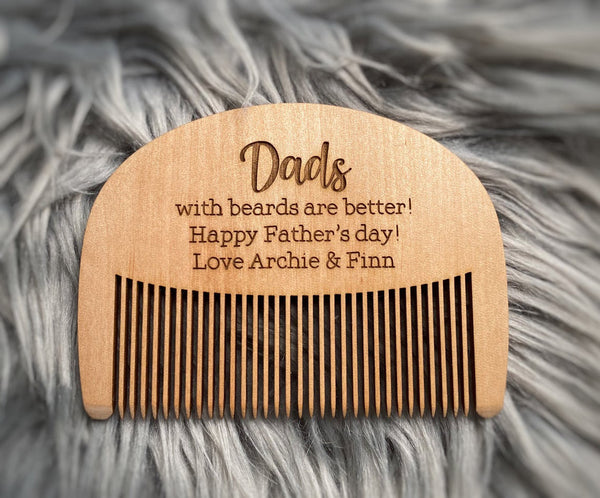 Dads With Beards Are Better, Happy Fathers Day Personalised Comb (Change Daddy to any other name), Cute Fathers Day Gift Idea!