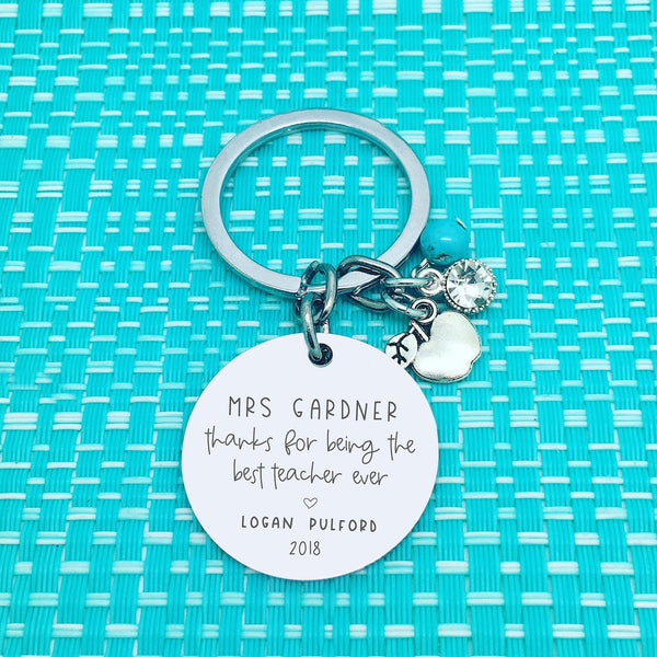 Best Teacher Ever Personalised Keyring (Personalised Teacher Gift, End of Year Gift, Gift for Teacher)