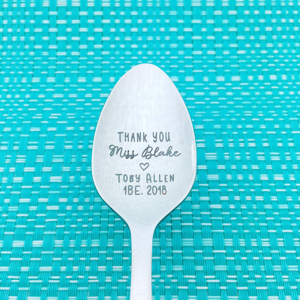 Thank You Personalised Teacher Spoon (Personalised Teacher Gift, Coffee Gift, Teach Coffee Repeat)