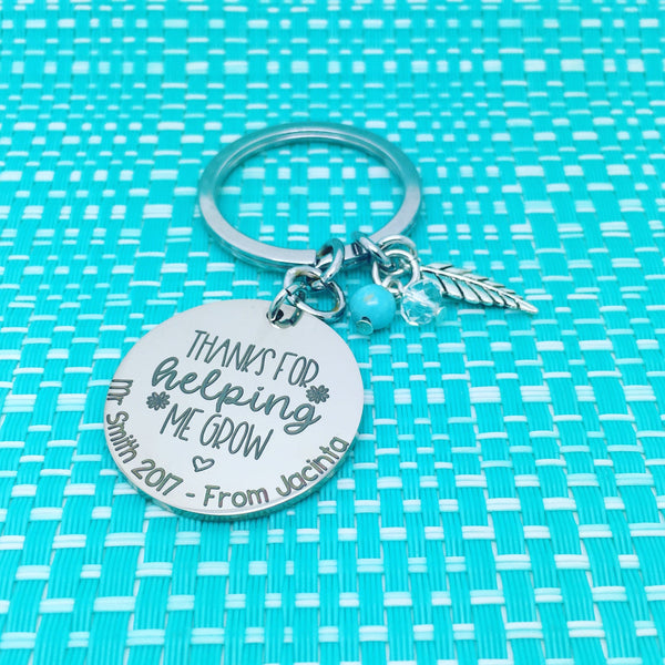 Thank For Helping Me Grow Personalised Keyring (Personalised Teacher Gift)
