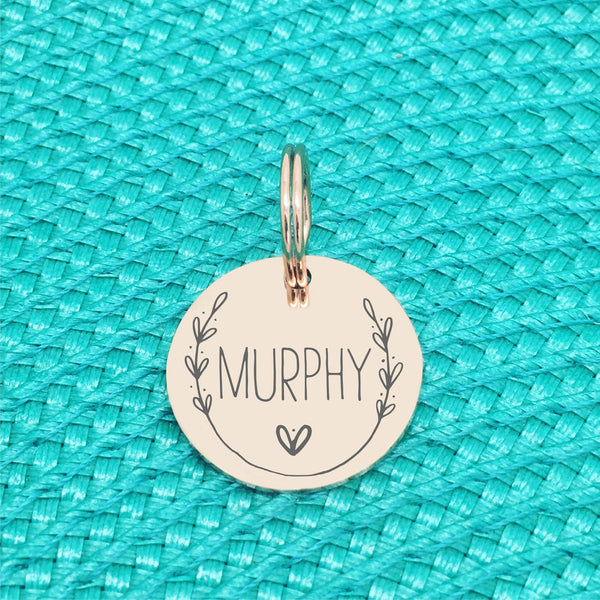 Rose Gold Personalised Dog Tag, Luger Design with Heart Image (Personalised Dog Tag / Personalised Cat Tag)