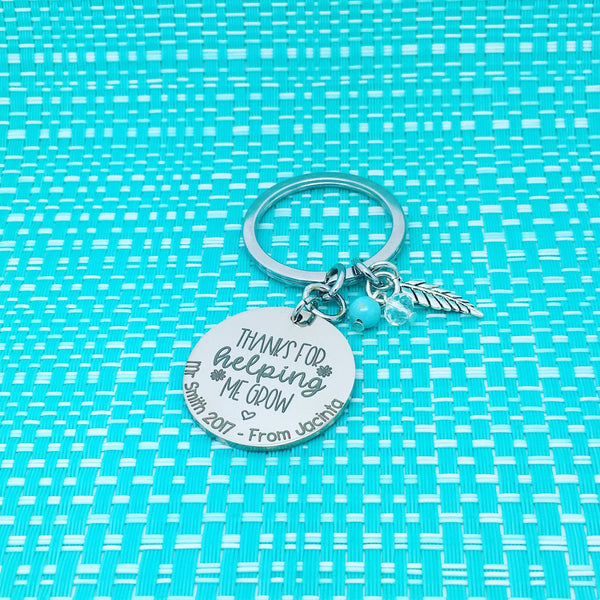 Thank For Helping Me Grow Personalised Keyring (Personalised Teacher Gift)