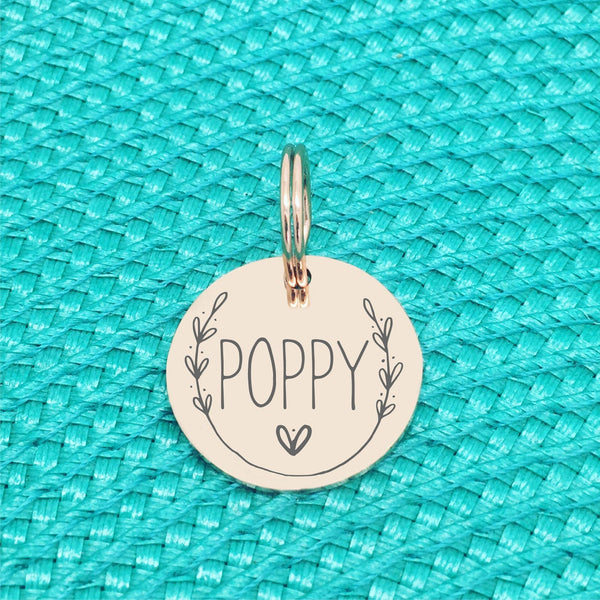 Rose Gold Personalised Dog Tag, Luger Design with Heart Image (Personalised Dog Tag / Personalised Cat Tag)