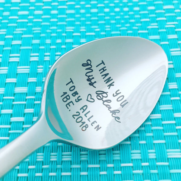 Thank You Personalised Teacher Spoon (Personalised Teacher Gift, Coffee Gift, Teach Coffee Repeat)