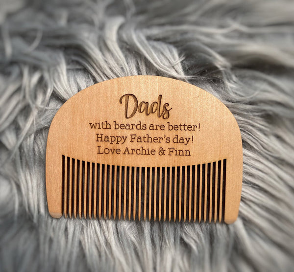 Dads With Beards Are Better, Happy Fathers Day Personalised Comb (Change Daddy to any other name), Cute Fathers Day Gift Idea!
