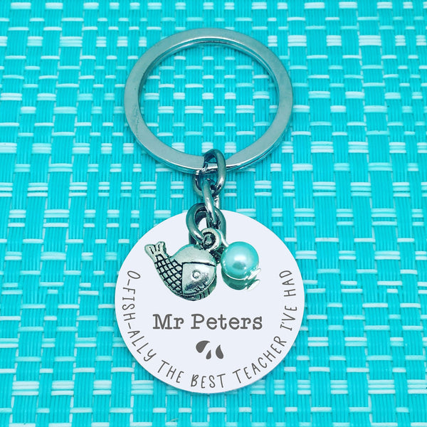 O-Fish-Ally The Best Teacher Ever Personalised Keyring (Teacher Gift, Personalised Teacher Gift)