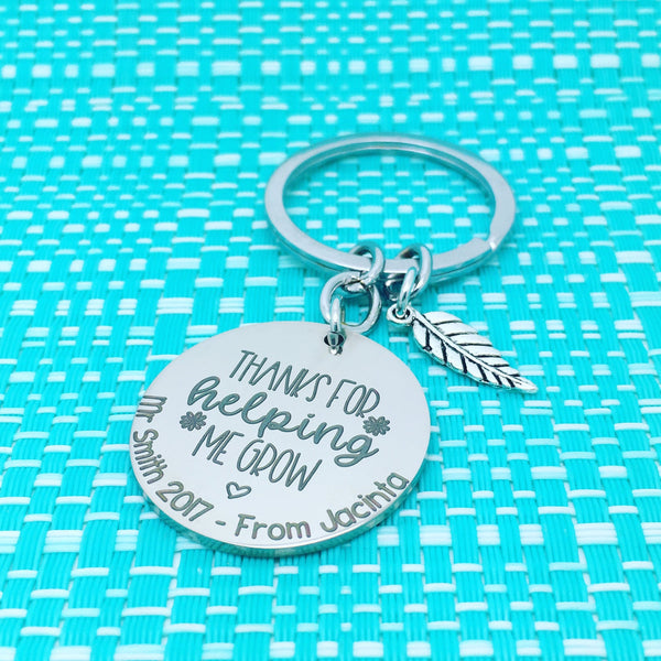 Thank For Helping Me Grow Personalised Keyring (Personalised Teacher Gift)