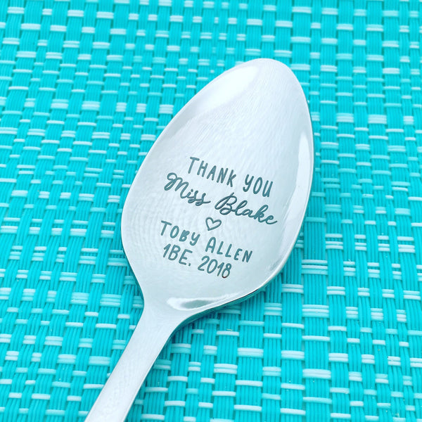 Thank You Personalised Teacher Spoon (Personalised Teacher Gift, Coffee Gift, Teach Coffee Repeat)