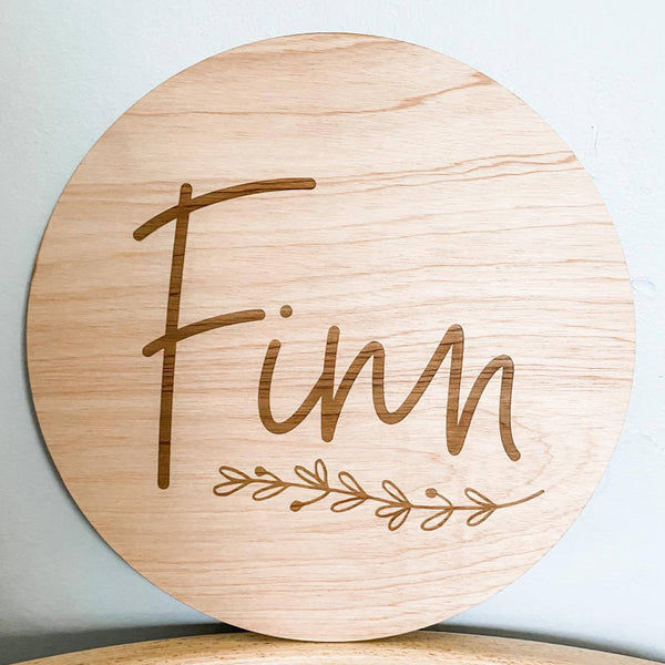 Personalised Wooden Name Plaque With A Cute Floral Wreath