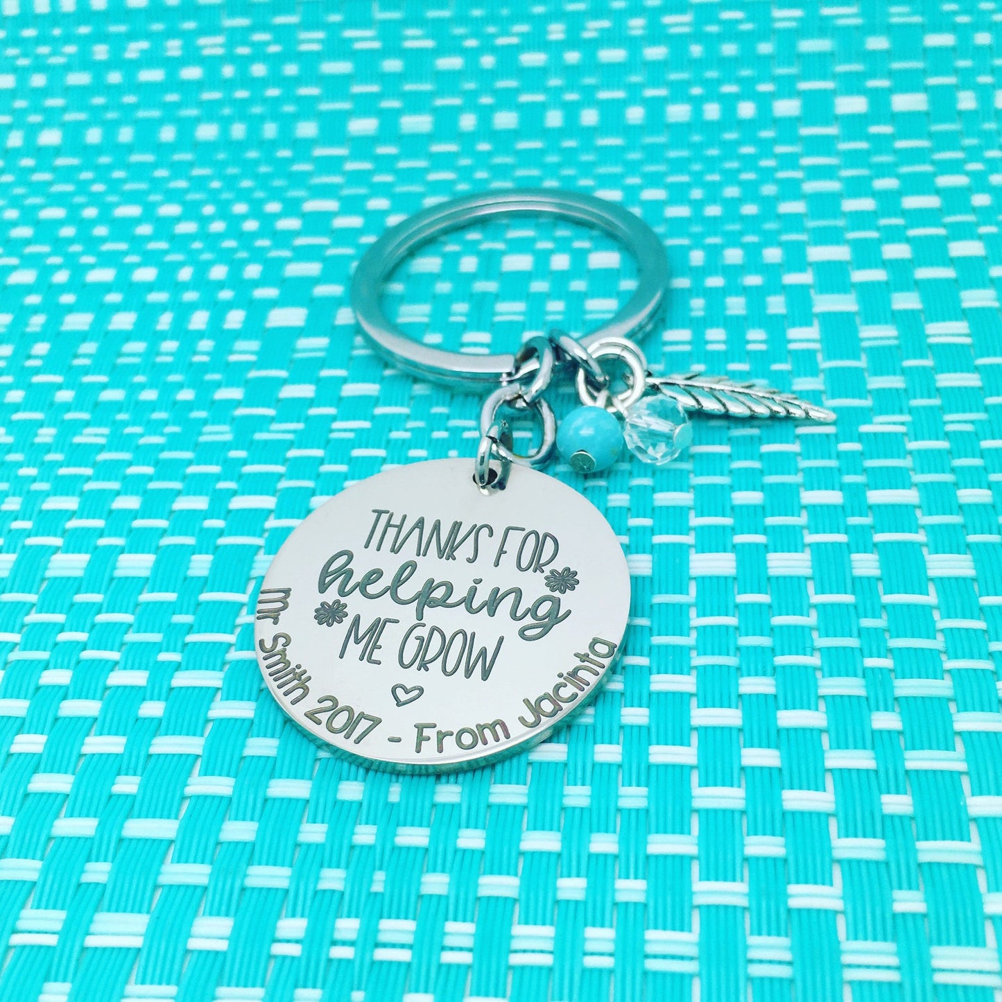 Thank For Helping Me Grow Personalised Keyring (Personalised Teacher Gift)