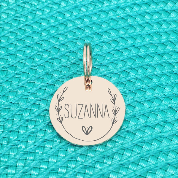 Rose Gold Personalised Dog Tag, Luger Design with Heart Image (Personalised Dog Tag / Personalised Cat Tag)