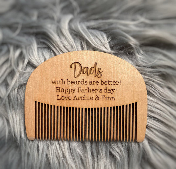 Dads With Beards Are Better, Happy Fathers Day Personalised Comb (Change Daddy to any other name), Cute Fathers Day Gift Idea!
