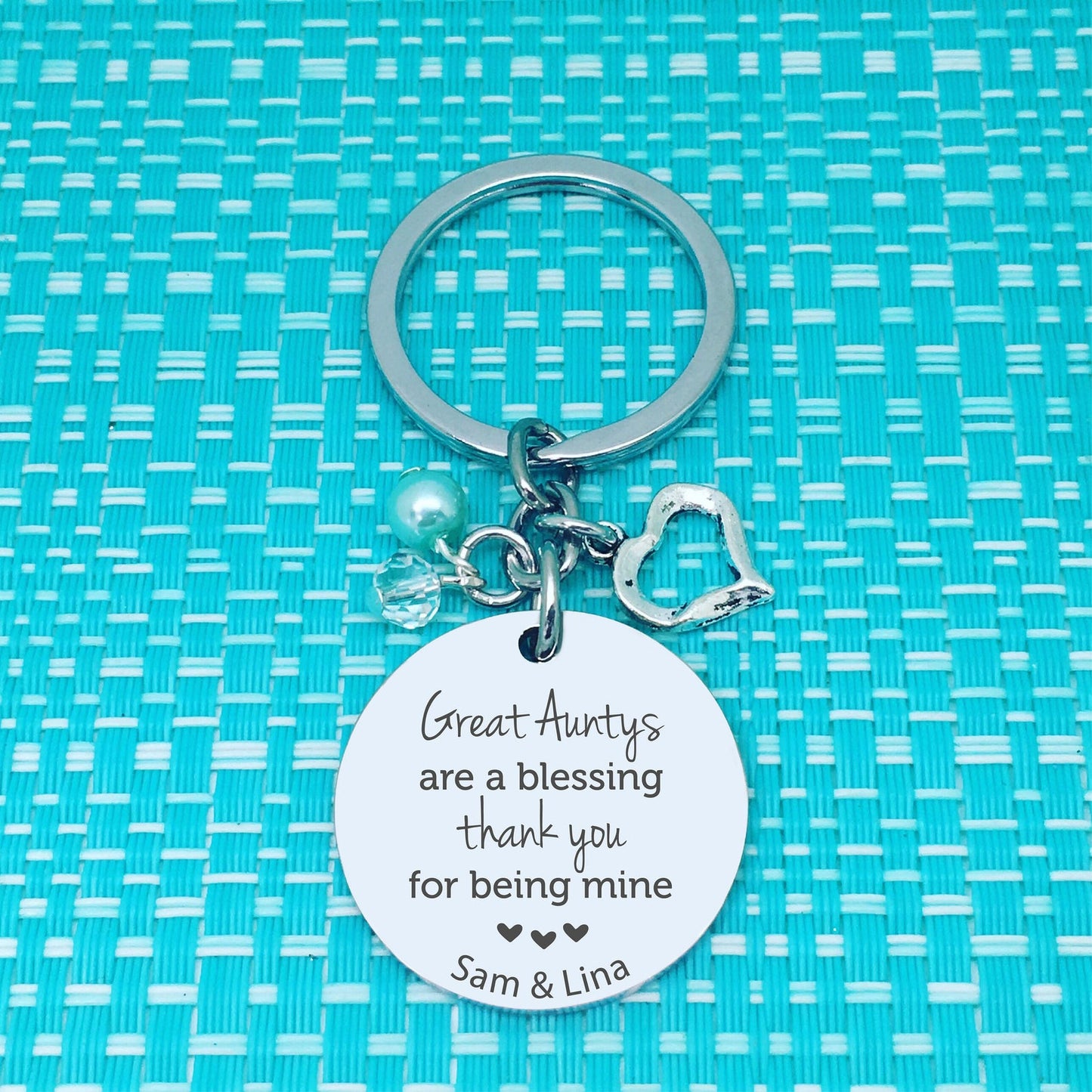 Great Aunty's Are A Blessing Personalised Keyring (Custom Aunty Gift, Personalised Aunty from Nieces and Nephews)