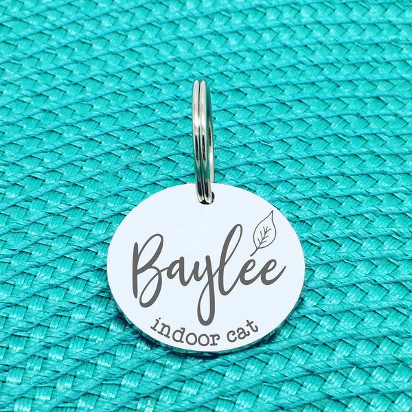 Personalised Pet Tag, Autumn Leaf Design (Personalised Cat Tag)