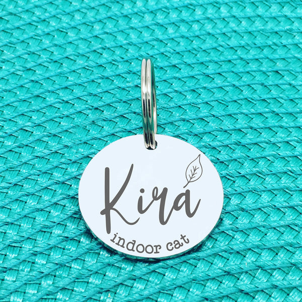 Personalised Pet Tag, Autumn Leaf Design (Personalised Cat Tag)
