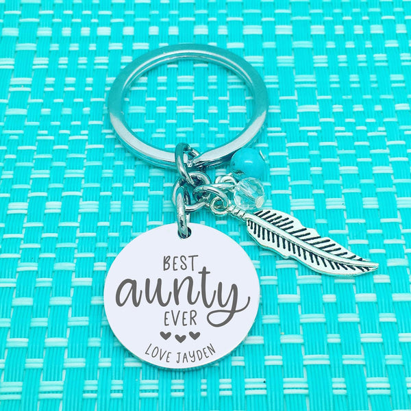 Best Aunty Ever Personalised Keyring (Custom Aunty Gift, Personalised Auntie Gift from Nieces and Nephews)