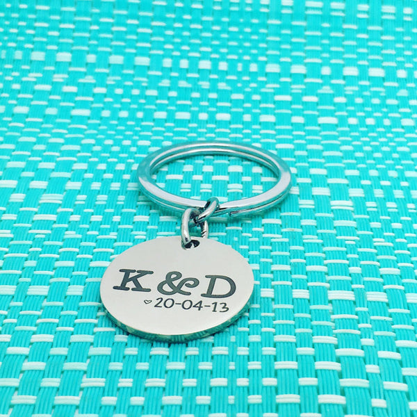 Personalised Couple Anniversary Keyring (Add your initials and anniversary date)
