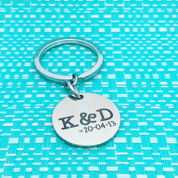 Personalised Couple Anniversary Keyring (Add your initials and anniversary date)