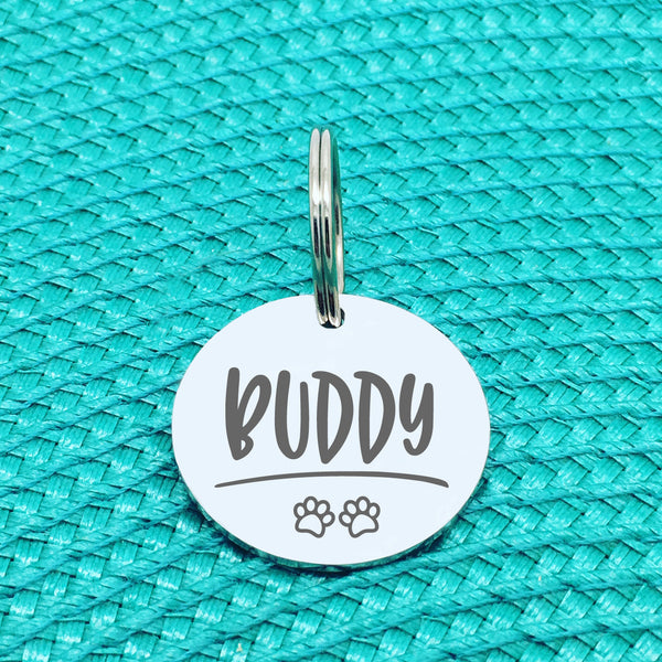 Personalised Pet Tag, Charlie Design With Paw Prints (Personalised Dog Tag / Personalised Cat Tag)