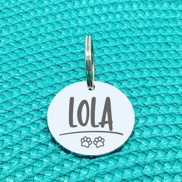 Personalised Pet Tag, Charlie Design With Paw Prints (Personalised Dog Tag / Personalised Cat Tag)
