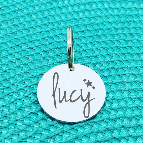Engraved Personalised Pet Tag 'Amber' Star Design (Personalised Dog Tag / Personalised Cat Tag)