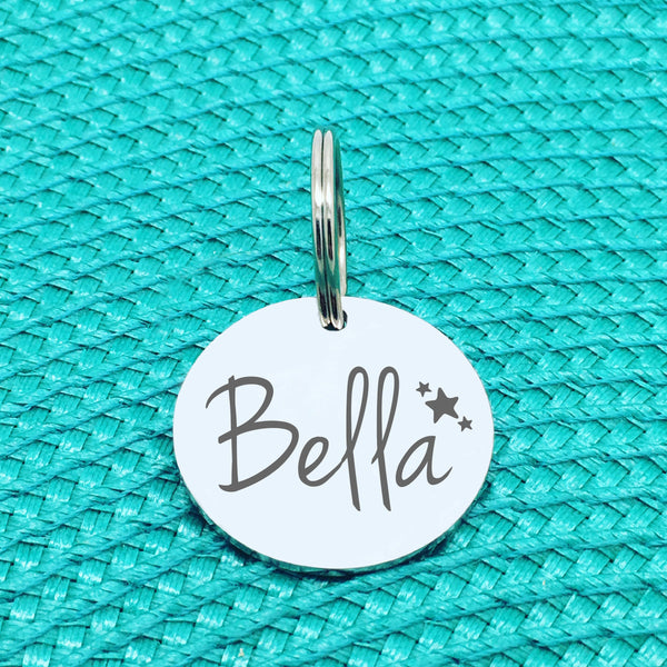 Engraved Personalised Pet Tag 'Amber' Star Design (Personalised Dog Tag / Personalised Cat Tag)