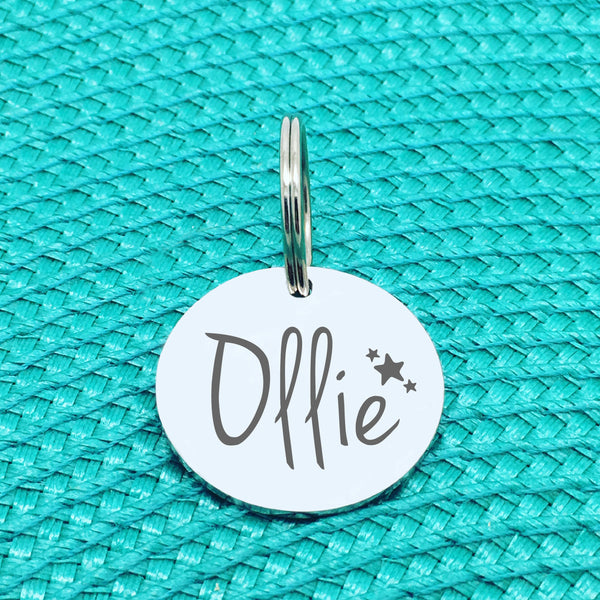 Engraved Personalised Pet Tag 'Amber' Star Design (Personalised Dog Tag / Personalised Cat Tag)