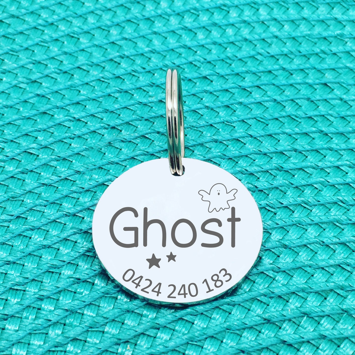 Personalised Pet Tag, Spooky Ghost Design (Personalised Dog Tag / Personalised Cat Tag)