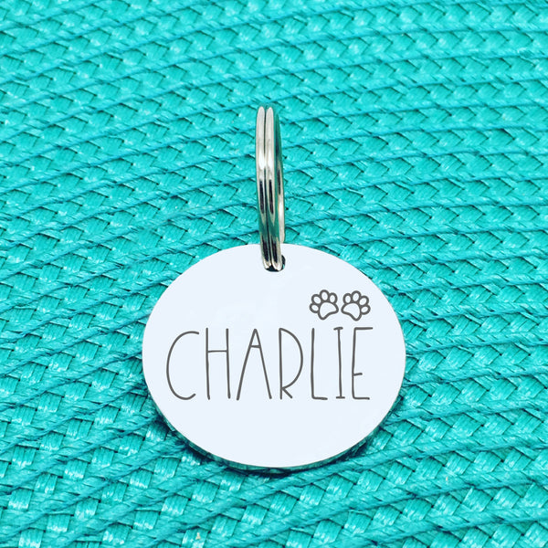 Engraved Personalised Pet Ryker Paw Print Design (Personalised Custom Engraved Dog Tag)