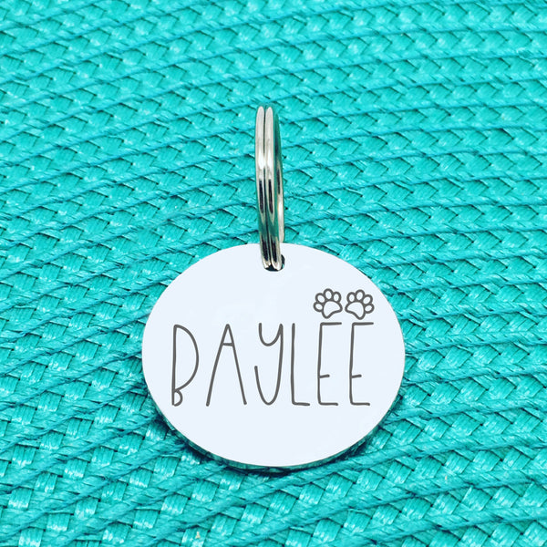 Engraved Personalised Pet Ryker Paw Print Design (Personalised Custom Engraved Dog Tag)