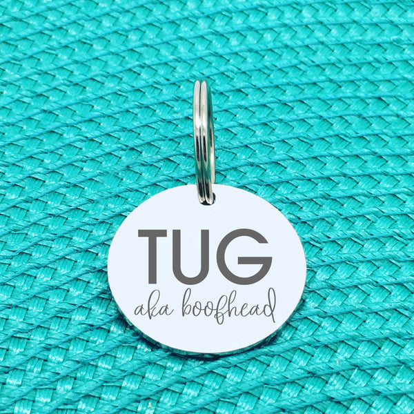 Personalised Pet Tag, 'Boofhead' Design (Personalised Custom Engraved Dog Tag)