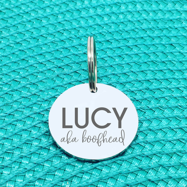 Personalised Pet Tag, 'Boofhead' Design (Personalised Custom Engraved Dog Tag)