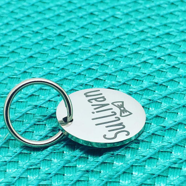 Personalised Pet Tag, Sullivan Design with Bow Tie (Personalised Dog Tag / Personalised Cat Tag)