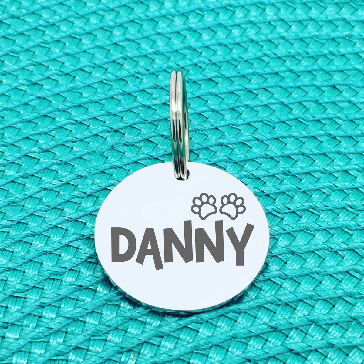 Engraved Personalised Pet Tag, Gilligan Paw Print Design (Personalised Custom Engraved Dog Tag)